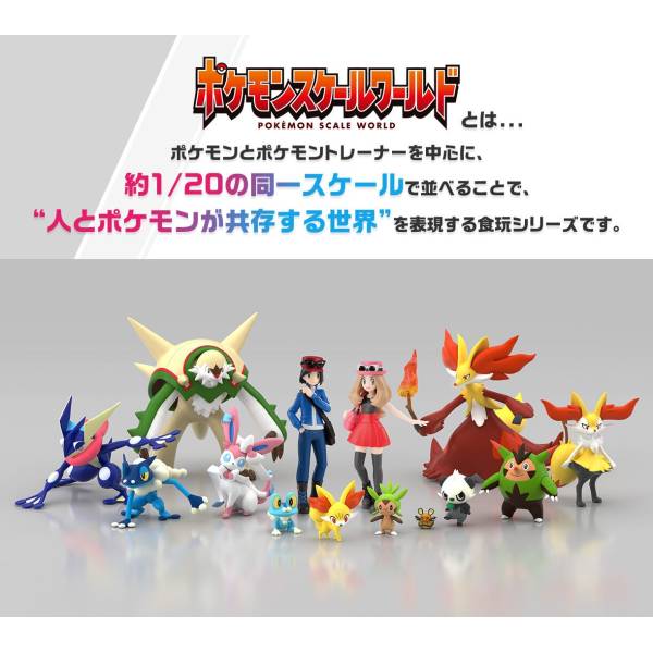 Calem & Chesnaught & Delphox Set Kalos Region Pokémon Scale World (3 types) Bandai