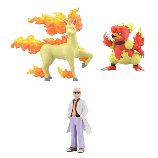 Blaine & Rapidash & Magmar Set Kanto Region Pokémon Scale World (3 types) Bandai