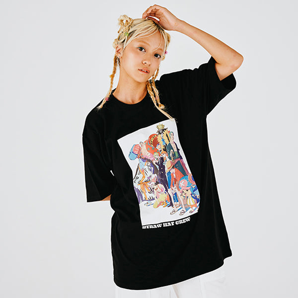 Everyday ONE PIECE Illustration Collection T-shirt Straw Hat Crew BLACK ( S - L Size ) One piece Mugiwara Store