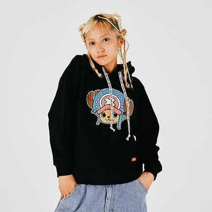 Hoodie mit Sagara-Stickerei Chopper SCHWARZ (Größe S - L) One Piece Mugiwara Store
