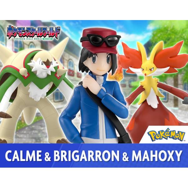 Calem & Chesnaught & Delphox Set Kalos Region Pokémon Scale World (3 types) Bandai